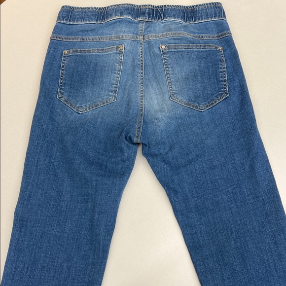 Worn once ALEMBIKA jeans blue denim pants with elastic waist and drawstring sz 1 - Picture 8 of 10